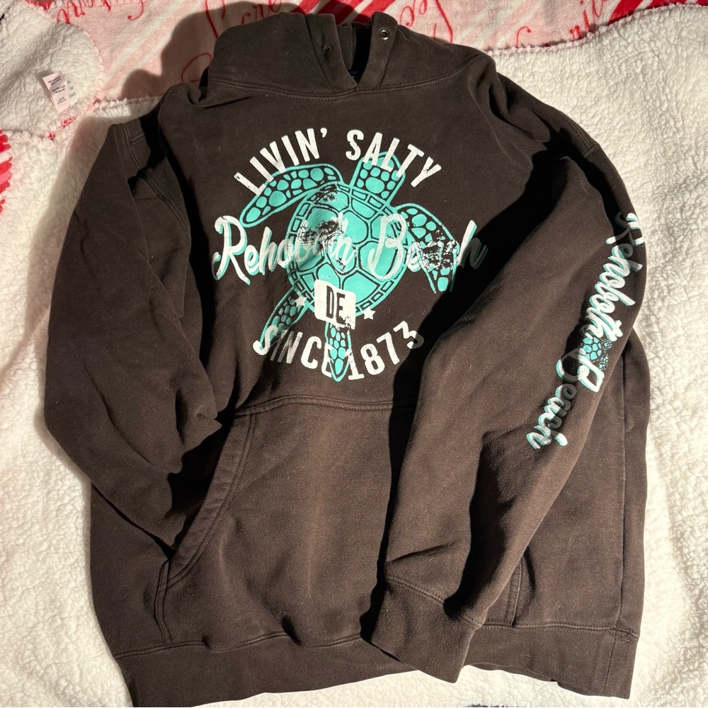Brown Women’s Hoodie with Turtle Rehoboth Beach, DE Design